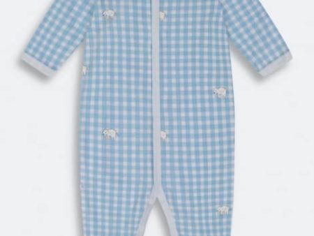 Infant Blue Hathi Gingham Footie Fashion