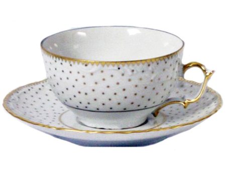 Simply Anna Polka Gold Tea Cup & Saucer Sale