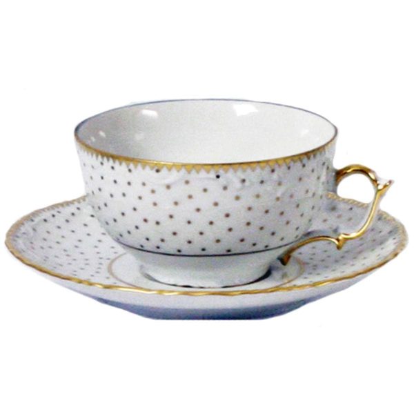 Simply Anna Polka Gold Tea Cup & Saucer Sale