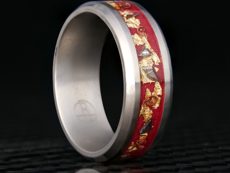 Regal Glowstone Ring on Titanium | Meteorite, Copper, and Gold Leaf For Discount