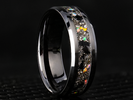 Black Tourmaline Glowstone Ring on Black Ceramic Hot on Sale