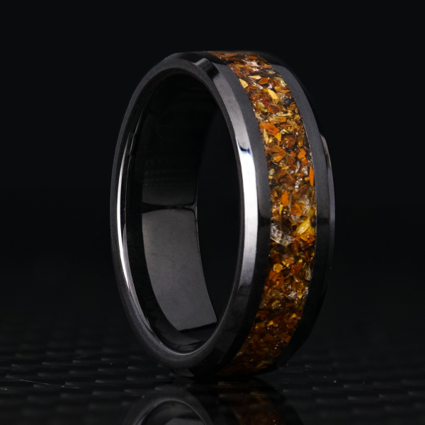 Tiger s Eye Glowstone Ring on Black Ceramic Online Hot Sale