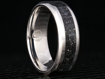 Black Marble Glowstone Ring on Cobalt Chrome For Sale