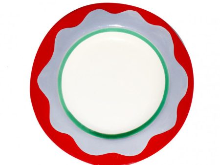 Wavy Red Dessert Plate Online now